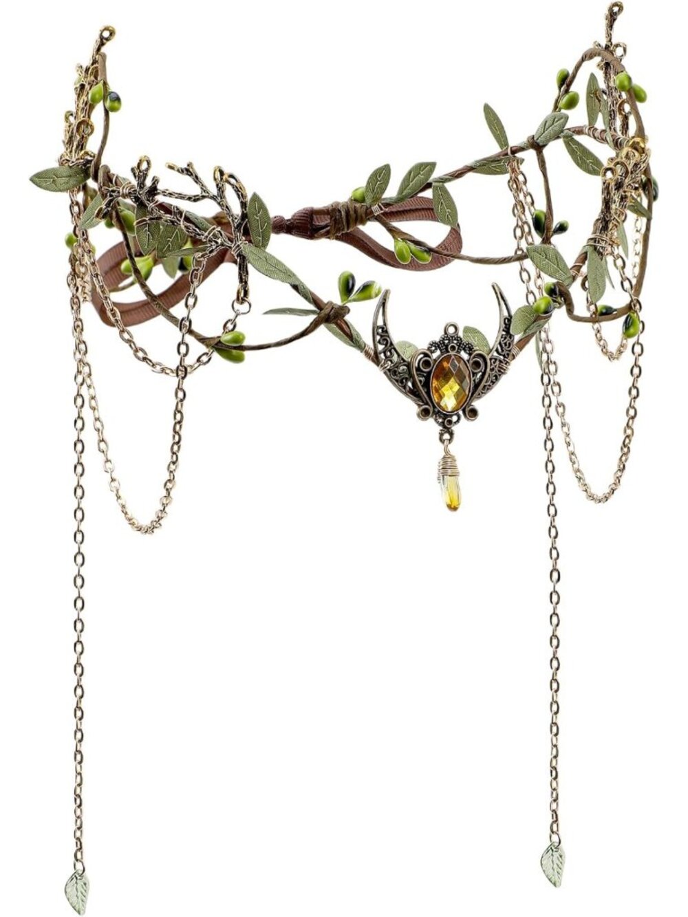 Woodland Elf Crown for Women - Medieval Headpiece with Tassel for Fae Cosplay